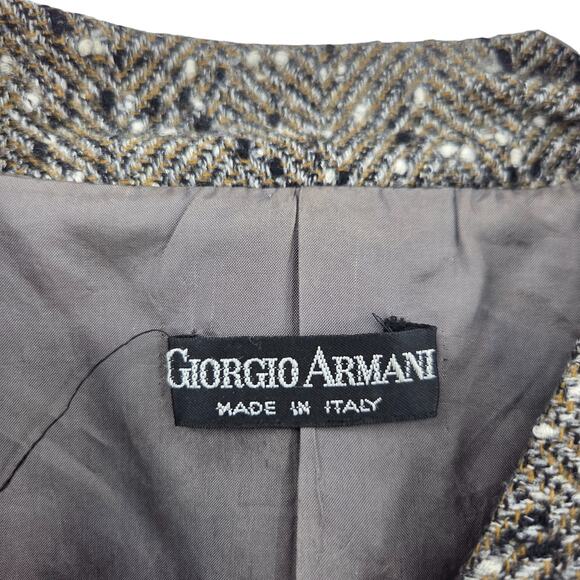 VINTAGE GIORGIO ARMANI SPECKLED WOOL DOUBLE BREAST LONG SLEEVE BLAZER JACKET - Picture 3 of 7
